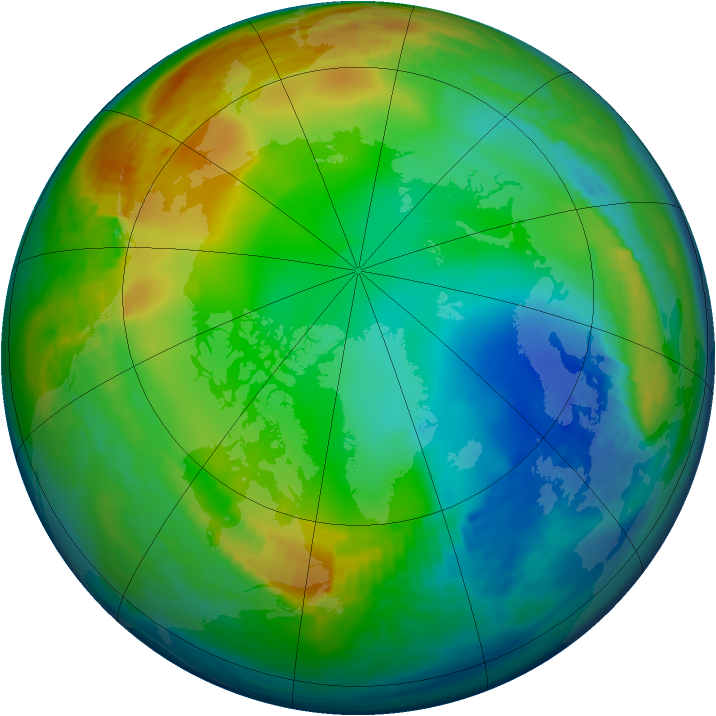 Arctic ozone map for 28 December 1991